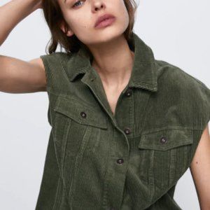 Zara | Olive Corduroy Vest NWT!